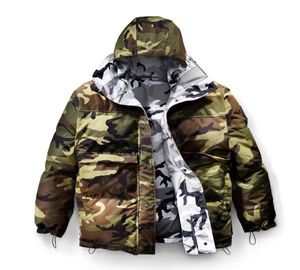 MEN039S DOWN Jacke Reversible Grau Camouflage Edition Parka Winter verdickterer Schicht 4449290