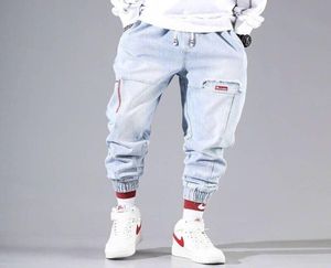 2020 Moda Harem Men039s Denim Jeans Street Giyim Hip Hop Kargo Erkek Elastik Harun Man Joggers Pants Formal2206202