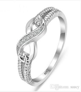 Wholegenuine 925 Sterling Silver Gioielli Designer Brand Rings for Women Wedding Lady Infinity 35 Ring Size3762720