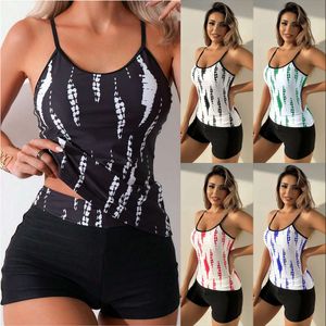 Swimwear femminile 2024 Nuovo angolo piatto diviso ad alta vita ad alta vita Conservative Multi Color Tankini Swimwear for Women