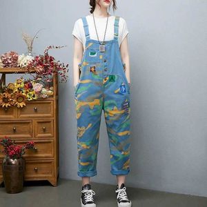 Damen-Jumpsuits ROMPERS Denim-Overalls für Frauen Tarn-Knöchel-Länge-Hose ein Stück Outfit Frauen ROMPE