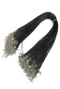 15 mm läder smycken kedja svart läder sladd vax rep diy halsband rep 45 cm hummer lås smycken tillbehör5893519