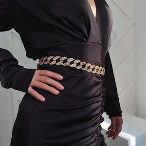 Designer de luxo popular de moda vintage espumante shingone shinestone diamante cadeia de metal geométrico cinto para mulher feminina 323c
