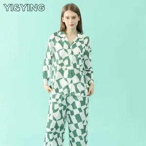 Women's Sleepwear 2024 Simulated Silk Pajamas Long Sleeve Two Piece Casual Can Be Outworn Home Furnishings YA2C045