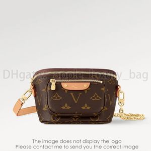 Mini Bum Bag Designer Fanny Pack Bag de luxo feminino M82335 Carta de corrente de metal impressa bolsa de ombro pequena de alta qualidade