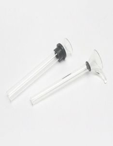 Tubos de vidro do poço de vidro 12 mm de haste masculina difusa Funil Style com tubo de adaptador de borracha preta para fumar cachimbo de água Bongs7756089