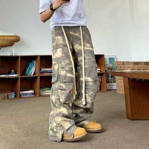 Men's Pants TINT ERA camouflage cargo pants mens oversized camouflage mens loose casual retro street clothing hip-hop hunting styleL2405