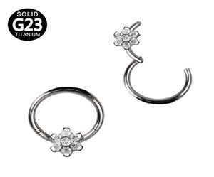 G23 Segmento de titânio Anéis de arco de arco de flores CZ LABE LABE LABRETA LABE TRAGUS LAGE DAIO