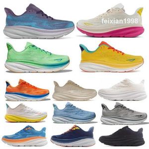 Clifton 9 Sapatos de corrida Mens Run Hok Hola One Cliftons 9s Sneaker Woman Trainer Triple White Black Free People Dusk Pink Nimbus Tamanho 36 - 46