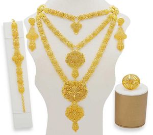 Dubai Jewelry Sets Gold Necklace Earring Set For Women African France Wedding Party 24K Jewelery Ethiopia Bridal Gifts 2106191849187