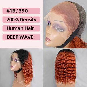 Ombre Color African Transorder Front Lace Headbel bez kleju Pełna frontowa peruka ludzka peruka włosy bob