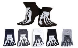 Nya Whole5 Colors Punk Rock Men039S 3D Print Terror Skeleton Toe Socks Hip Hop Scary Skull Five Finger Odd SoX Bone Man S4742372