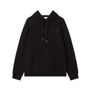 Designer Luxury Lanvins Classic Letter Brodery Dekorera minimalistisk stil Lös avslappnad långärmad hoodie för svarta män och kvinnor i samma stil