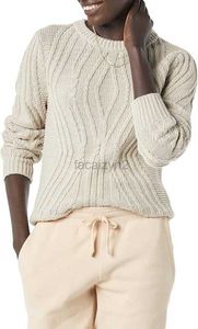 Suéteres de tamanho grande feminino Mulheres 100% algodão Crewneck Cable Sweater Top Top