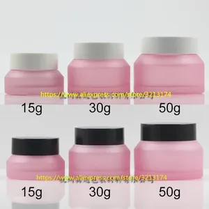 Storage Bottles 15g 30g 50g Pink Frosted Glass Cream Jar Cosmetic Eye Can Mask Pot Facial Lotion Tin Care Packing Container