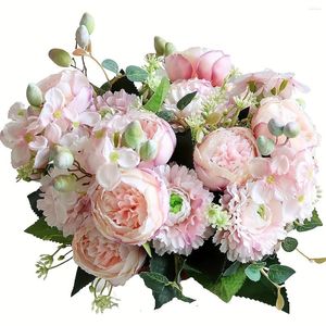 Decorative Flowers Artificial Silk Rose Bouquet For Home Vase Garden Wedding Bridal Bouque Christmas Garland DIY S