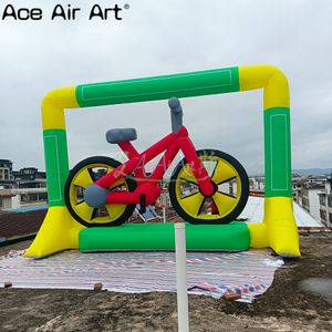 wholesale 6m 20ft wide Customized Huge Inflatable Red Bicycle Model Arch Photo Frame For Advertising And Business Promotions