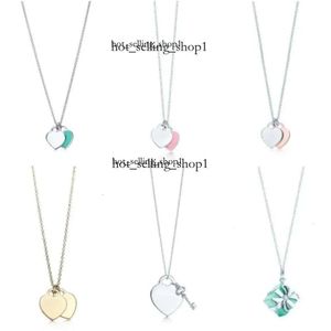 10A 925 Sterling Silver Necklace Pendant Necklaces Female Jewelry Exquisite Official Classic Co Blue Heart Luxury Quality Designer Bracelet Tiffanyjewelry 896