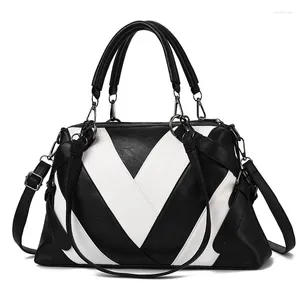 Bag Bags Women's Trendy Fashion Handbags Soft Leather Contrast Color Large Capacity Wild Ladies Shoulderbag Tide
