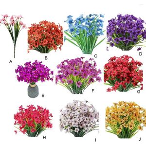 Dekorativa blommor konstgjorda blommor bukett realistiska falska gäng trädgård prydnad diy hem dekorera dekorera prop mörk lila