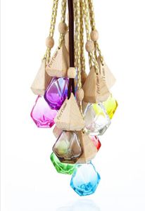 9色カー香水ボトルペンダントエッセンシャルオイルディフューザーバッグ衣類装飾エアフレッシュナーペンダント空のガラスボトル6488597