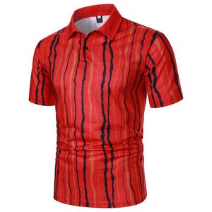 Polos maschile uomini corti slve polo slve striscia stampare top casual strt alla moda abbigliamento da moda per polo in lava