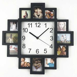 Väggklockor DIY Modern Design 2023 Nya ankomster Fotor Frame Clock Plastic Art Pictures Home Decor Horlog Q240509