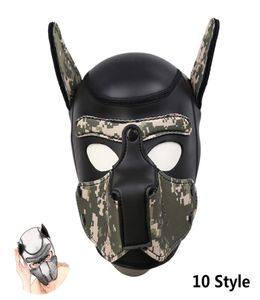 Niewolnik miękki wyściełany neopren psa pełna maska ​​na głowę maska ​​dla pary BDSM Bondage Flirtowanie dorosłych Gry Halloween PartyUnusual Towary Y24901029