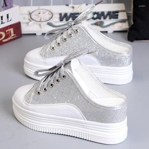 Scarpe fitness estate zeppe per leisure paillettes mezz'allo sneaker da donna 8 cm con sneaker piatta piattaforma casual plus size bg-108