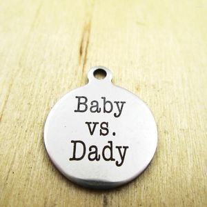 Pendant Necklaces 20pcs/lot-baby VS Dady Stainless Steel Charms Laser Engraved Customized DIY Pendants