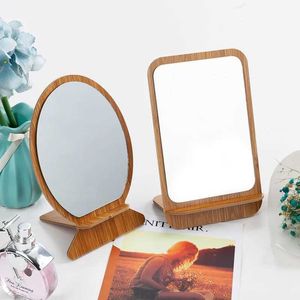 Espelhos compactos 1 x espelho de maquiagem dobrável dobrador portátil de madeira beleza retro vertical q240509