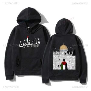 Bluzy Bluzy Bluzy Palestyńska bluza z kapturem HARAJUKU Women Esthetic Graphic Palestina Hoodie Unisex Street Clothing Retro Hoodie Pullover Swea