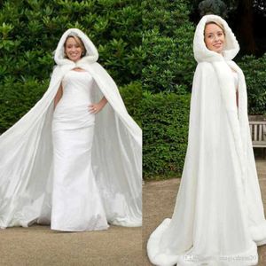新しいプラスサイズ冬のコート高級女性ウェディングマクロークフード付き冬の結婚式のブライダルクロークアバヤ1787