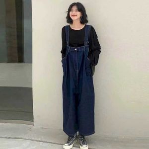 Women's Jumpsuits Rompers Denim Jumpsuits for Women Wide Leg Pants Overalls for Women One Piece Outfits Women Loose Korean Fashion Pants Casual Trousers Y240510