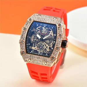 24 2022 New Best-selling Barrel Black Warrior Imitation Mechanical Layered Diamond Inlaid Large Dial Quartz Watch 44