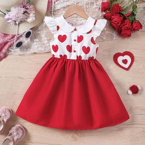 Girl Dresses Kids Cash Abito casual per ragazze vestiti estivo per bambini rossi stampato senza maniche per bambini alla linea di moda 2-8y