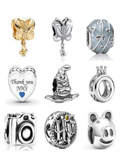 Memnon Jewelry 925 Sterling Silver Butterfly Charm Sorting Hat Charms 20th Anniversary Pig Bead Crown o Beads Fit Bracele7576484