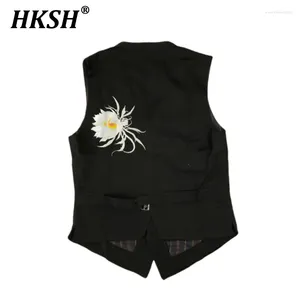 Men's Vests HKSH Spring Summer Unisex Epiphyllum Vest Unique Design Casual Tide Punk Dark Waistcoat Gothic Fashion Chic Top HK1317