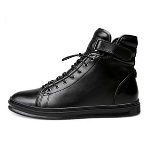 Zimowe mężczyźni koronki w górę czarne oryginalne skórzane buty Botas hombre cuero high top trampki deskorolki buty duży rozmiar 47 48
