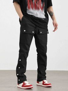 Mäns byxor Mens Solid Pants Flera fickor Bekväma Casual Street Style Mens Outdoor Activiteter Herrkläder J240507