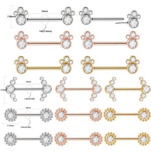 Anelli di capezzolo Fila in acciaio a doppia chirurgica 14G Nichel perforato gioiello perforato Anello ad anello Cristal Cristallo Shield Gioielli perforati Y240510