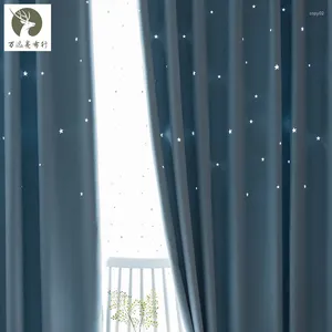 Curtain Fine Imitation Satin Hollowed Out Star Curtains Blackout Net Red Princess Bay Window For Living Dining Room Bedroom 1