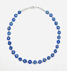 Chokers Boho Women Blue Ladies Natural Freshwater Pearl Inspired Clear Millefiori Стеклянная бусинка Ожерелье 202226273004065467