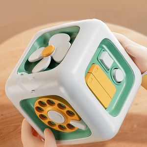 6 In 1 Montessori Bildungsspielzeug Sinnesbeschäftigte Board Baby Practice Skilling Drawer Cube Zappel Bildungsspielzeug für Mädchen Boy Y240509