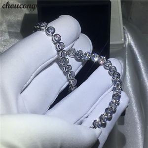 choucong handgjorda kvinnliga vita guldfyllda armband 5a zirkon cz silverfärger armband för kvinnor mode juveler 248J