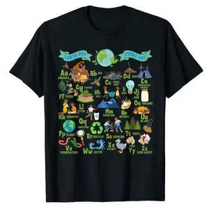 女性用TシャツABCSAVE THE EARTH TEACHERS PRINT TシャツEnvironmental Awareness Graphics Recycling Nature TOPS T Y240509