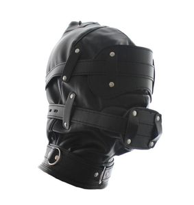 Maschera di bondage del cappuccio per testa in pelle morbida Maschera fetish Maschera rimovibile con la bocca rimodella gaggles Fetish Fantasy BDSM Sex Toys per coppie8434912