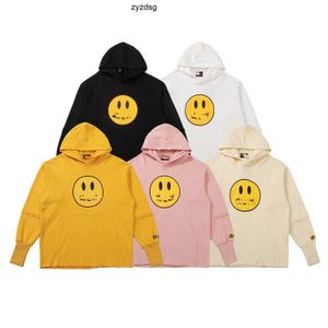 Trendy smiley face patchwork with damaged hem hooded hoodie for both men and women hooded jacket for trendy men