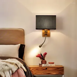 Wall Lamp Modern Indoor LED Creative Bedroom Bedside Sconce With Switch Interface El Cloth Lighting Bar Bathroom Decor