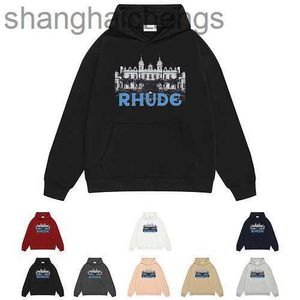 Luxury Counter Top Grade Designer Rhuder Hoodies Leisure Hoodie Fashion Label Multicolor Loose Fitting Hoodie Castle Print Loose Fitting Hoodie for Men with Logo